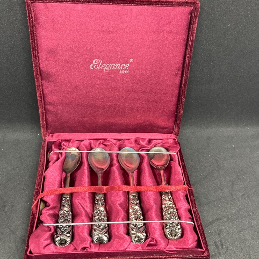 Elegance Silver Plated  dessert spoons  - set of 4